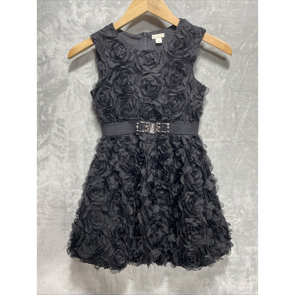 Children's Place Sz 8‎ Black Rose Bubble Dress Sleeveless Youth's Lined Zipper